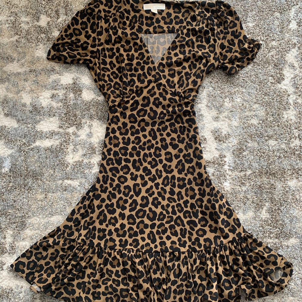 Michael kors leopard ruffle dress